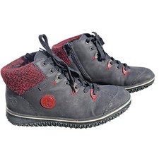 Rieker Women  s Z4219-00 Black Ankle Boots Sweater Collar Side Zip EU 40 US 9