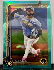 Topps 2025 Chrome Teal Refractor /299 - Freddy Peralta #95 Milwaukee Brewers 🔥