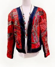 Chico’s Women’s Y2K Tulsi Raku Jacket Patchwork Embroidered Retro Open Front 3