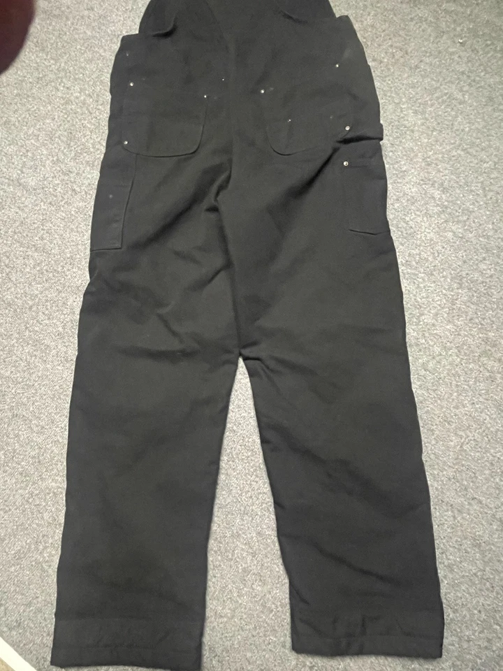 Mono con tirantes Carhartt doble rodilla para hombre grande alto negro aislado suelto 104031 Foto 2 de 4