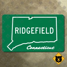 Connecticut Ridgefield city limits sign highway boundary marker outline 15x9