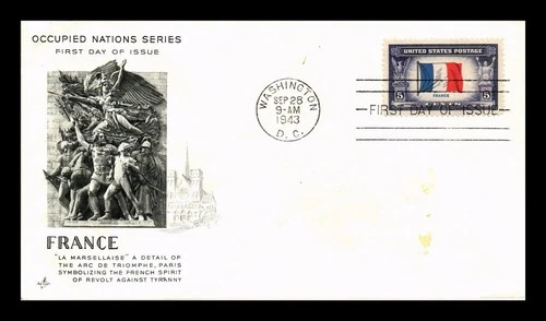 US COVER ARTCRAFT FIRST DAY OF ISSUE OCCUPIED NATIONS SERIES FRANCE