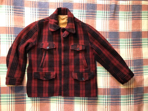Vintage 30’s 40’s Wool Buffalo Plaid Hunting Jacke