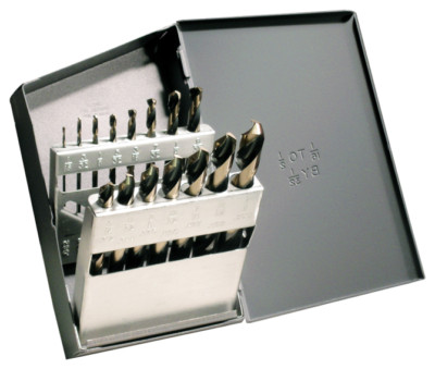 Cle line 15pc Drill Bit Set 1/16-1/2 Black & Gold Mechanics HSS C21160 USA Made