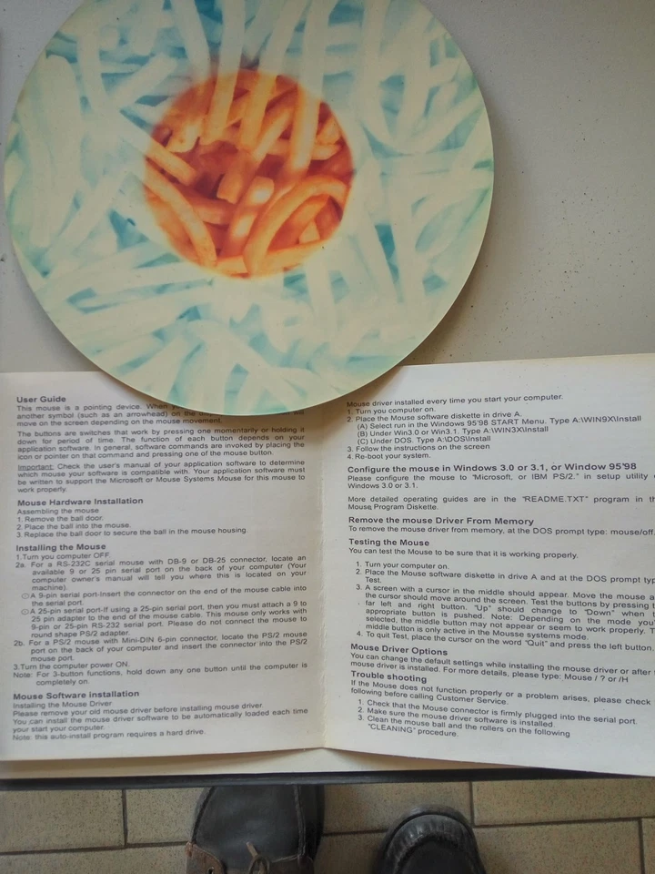 SERIAL MOUSE VINTAGE BURGER MOUSE 9 pin + mouse pad  - Image 3 of 4