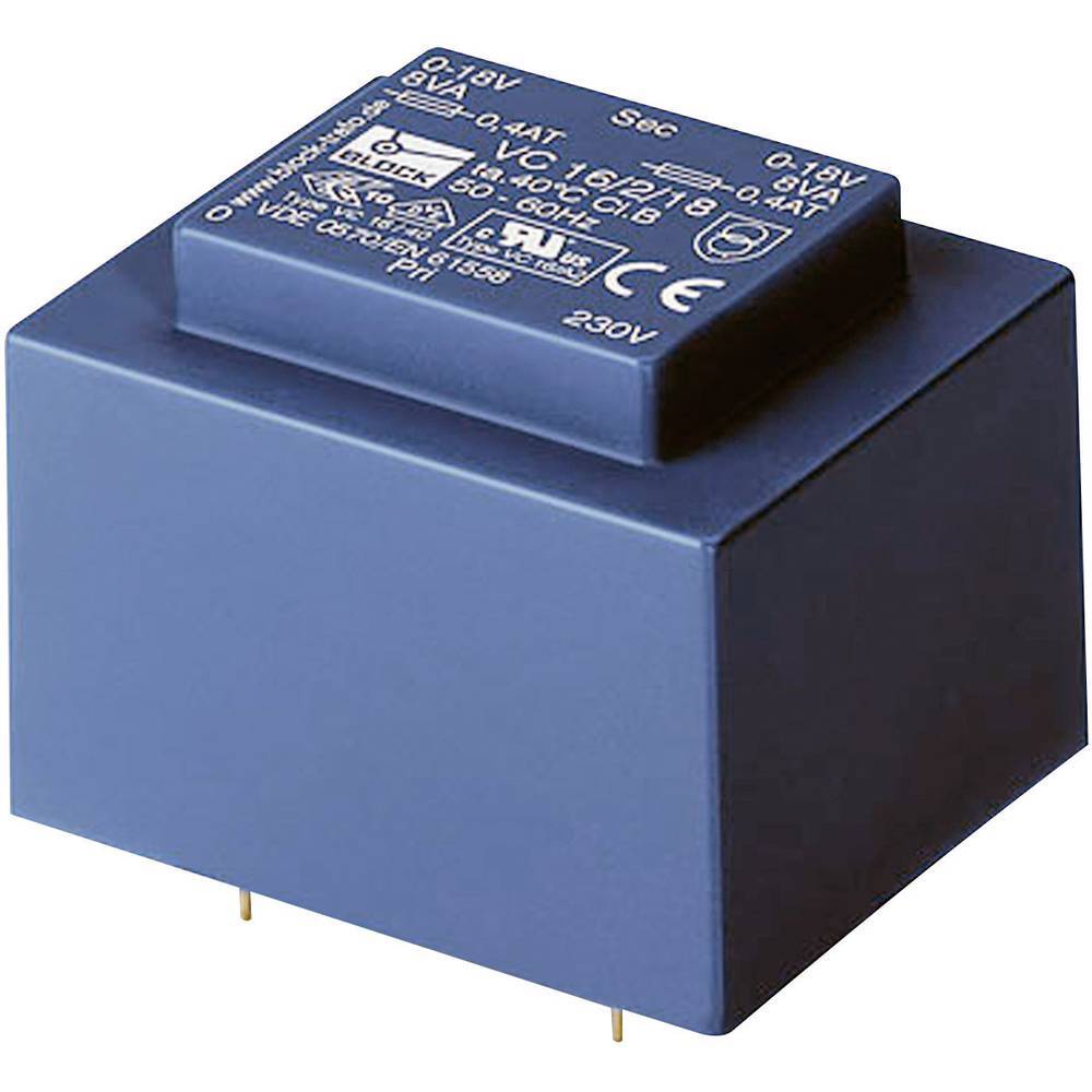 Block VC 16/2/15 Trasformatore per PCB 1 x 230 V 2 x 15 V/AC 16 VA 533 mA