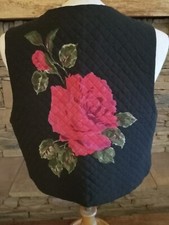 VTG Susan Bristol Quilted Vest 14 Lined Wearable Art Painted Flower Floral USA