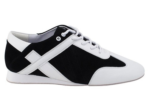 Black White Leather Dance Shoes Salsa Latin Bachata Merengue Men's Very Fine - Picture 3 of 24
