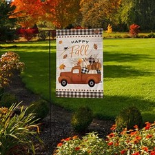 Happy Fall Ford Truck Red 1950s Pumpkin Load Fall Harvest Garden Flag New Tb