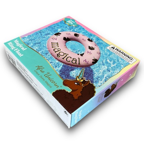 Afro Unicorn - Galleggiante Anello Magico - Galleggiante Piscina 39" Gonfiabile - Rosa Ragazze - Foto 7 di 7