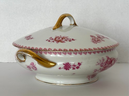 Vtg Limoges France Superieur Royal Red Soup Tureen w/ Lid Pink/Gold – Very Nice! - Picture 6 of 15
