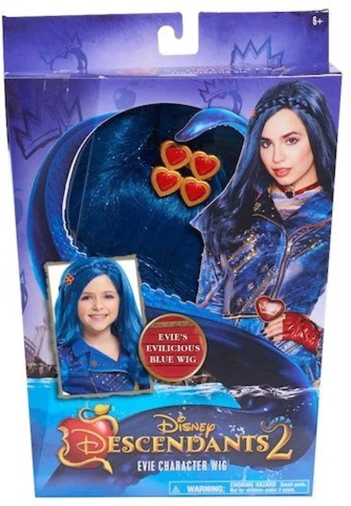 Descendants 2 Evie Character Evilicious Blue Wig Heart Shaped