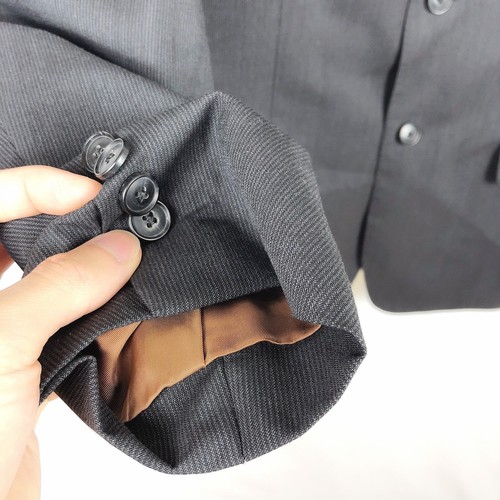 Jos. A. Bank. Men 100% Wool Sz 42R Slim Fit Black Gray Stripe Blazer Career Work - Picture 7 of 11