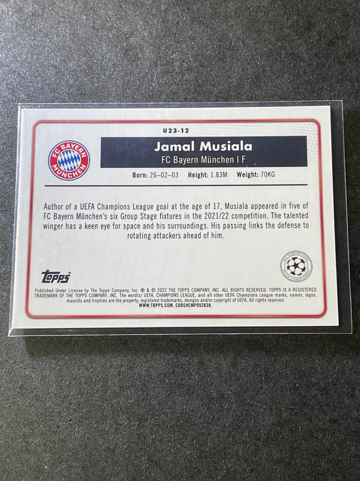 2022 Topps Merlin Jamal Musiala U23 Stars Silver Refractor - Image 2 of 2