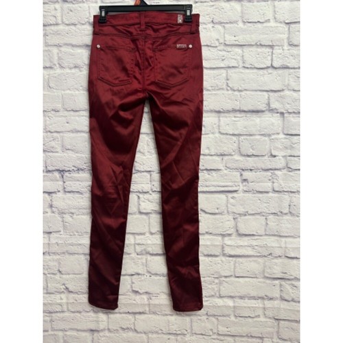 7 For All Mankind Burgundy Coated Skinny Jeans Size 26 - Picture 4 of 8
