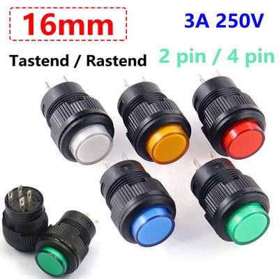 Ø16mm Druck Taster Schließer Push Button Switch Rastend / Tastend 3A 250V OFF-ON