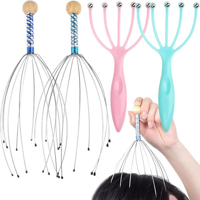4 Pcs Kopfhaut Massage Set, 2 Pcs Kopfmassage Spinne, 2 Pcs Roller Klauenmassage