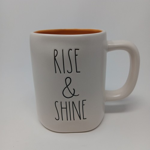 Rae Dunn by Magenta “Rise & Shine“ Coffee Tea Mug Farmhouse Decor Cream/Orange - Picture 1 of 8