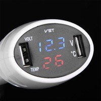 Usb Car Charger Car Digital Led Voltmeter 3in1 Thermometer Battery Monitor Em Usb Car Charger Car Digital Led Voltmeter 3in1 Thermometer Battery Monitor Em