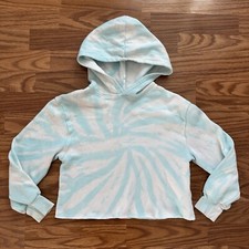 Art Class Girls Medium 7-8 Hoodie Pullover Crop Sweatshirt Blue White Swirl EUC 