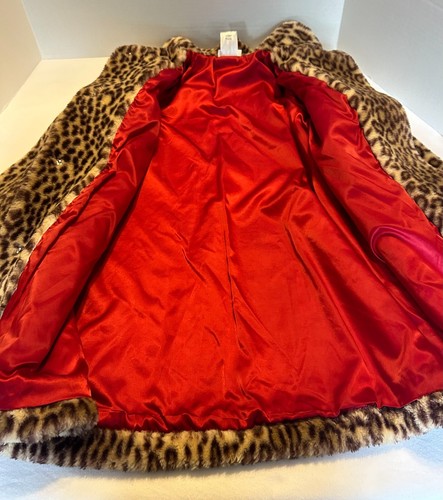 American Girl Bitty Baby GIRLS Large Cherry Chocolate Leopard Faux Fur Coat - Picture 5 of 11
