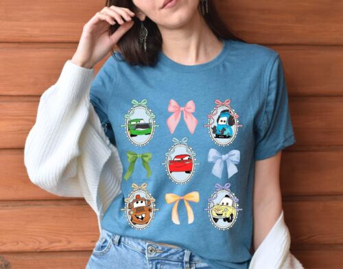 Disney Pixar Cars Watercolor Shirt - Lightning McQueen Tow Mater Family Tee - Picture 3 of 10