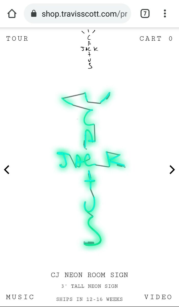 CACTUS JACK by Travis Scott 3ft Neon Room Sign CACTUS JACK by Travis Scott 3ft Neon Room Sign