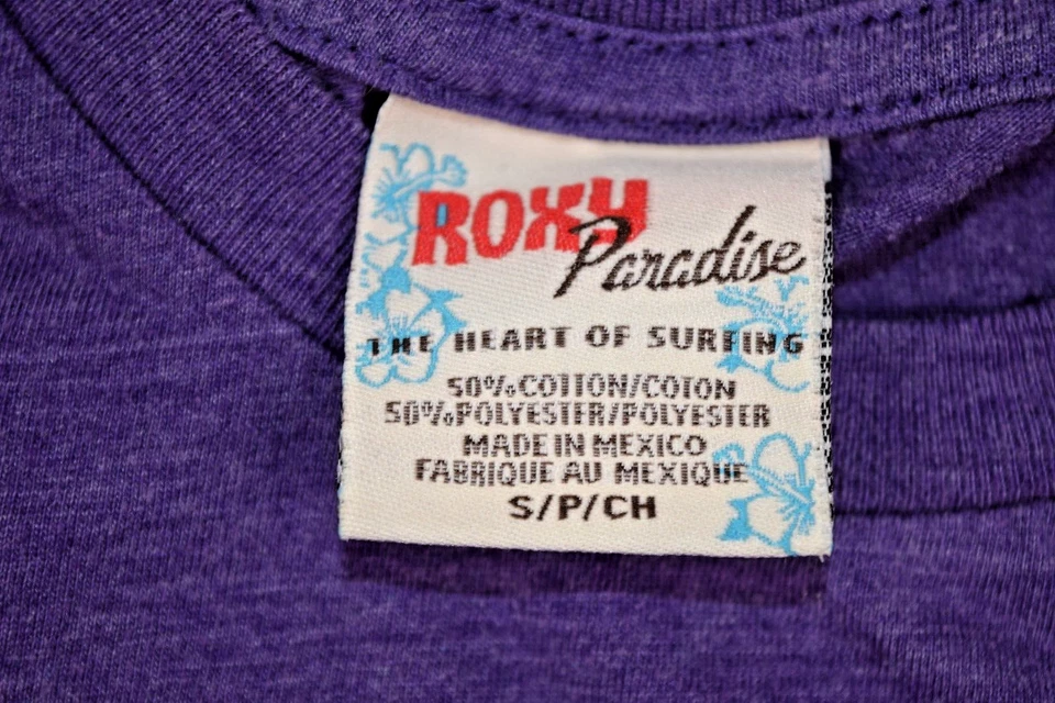 Camiseta Vintage Roxy Paradise Talla S/M Años 90 Lavanda Mariposas Mezcla Algodón Foto 2 de 4