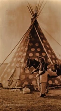 1927/90 EDWARD CURTIS Blackfoot Indian Man Teepee Horse GOLDTONE Photo Art 11x14