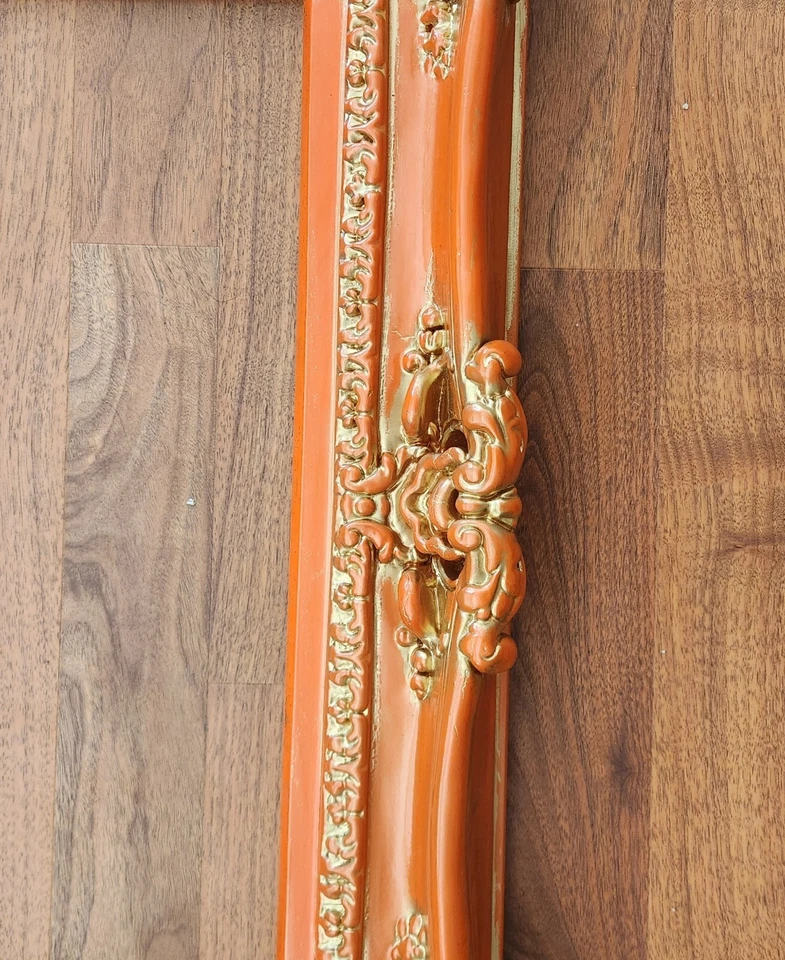 16x20 Distressed Orange Ornate Picture Frame Baroque Frame Artwork Print Poster - Image 3 of 4