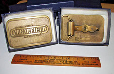 Vintage CLEARFIELD MACHINE COMPANY, PA, Belt Buckle - HIT LINE - USA - NEW, NOS