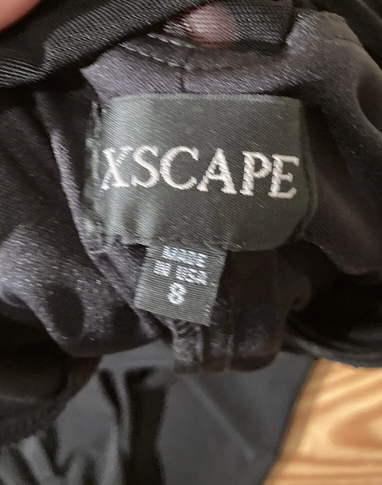 xscape Mujer Encaje Manga Maxi Vestido Talla 8 Negro E12  Foto 3 de 4