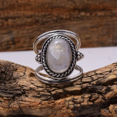Moonstone Gemstone 925 Sterling Silver Black Friday Ring