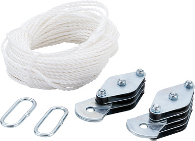 BGS Flaschenzug 180 kg Seillänge 20m 6fache Umlenkung Zug Hebehöhe 3 m Seilzug