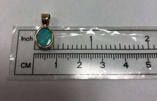 Opal Doublet Anhänger ovale Form 14k Gelbgold - Bild 5 von 5