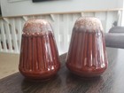 Vintage Monmouth Brown Drip Pottery Tapered Salt & Pepper Shakers — photo 7
