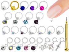 Nagel Piercing Silber 925 Sterling Bohrer Schmuck Creole Stein Design Nail Art