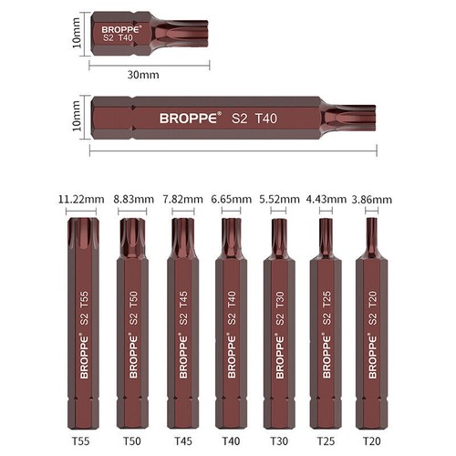 T20 T25 T30 T40 T45 T50 T55 Insert Bit 30mm/75mmTORX Impact Screwdriver Bit - Picture 7 of 9