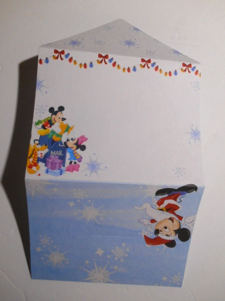 10 Disney Christmas MICKEY & MINNIE MOUSE Fold-over w/Seals Notecards THANK YOU - Image 4 of 4