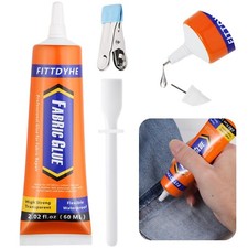 Fabric Glue Permanent, 60 ML Washable Clear Clothing Glue, Super Fabric Glue ...