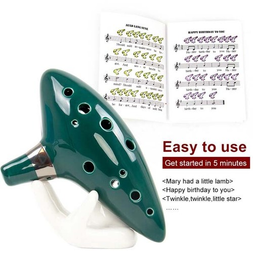 w/ 3 Gifts 12 Hole Ocarina Ceramic Alto C Vessel Flute Musical Legend of Zelda - Picture 4 of 16