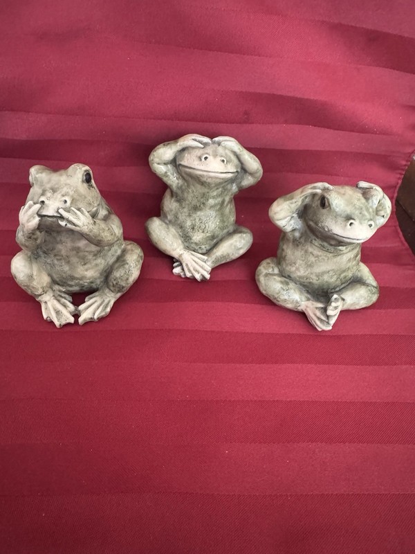 Lot of 3 Speak No Evil, See No Evil, Hear No Evil gemstone figurines signed