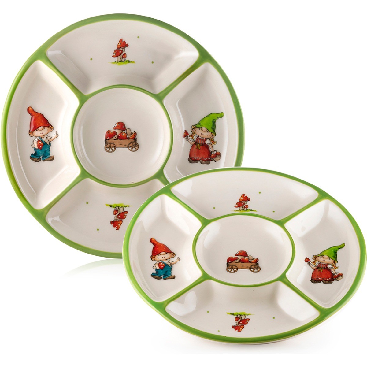 Antipastiera 5 settori natalizia Fade Elfi Collection porcellana 25 cm