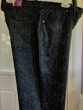NWT GLORIA VANDERBILT SZ 8 PANTS AMANDA SLIM FADED CHEVRON BLACK HI RISE JY02-6