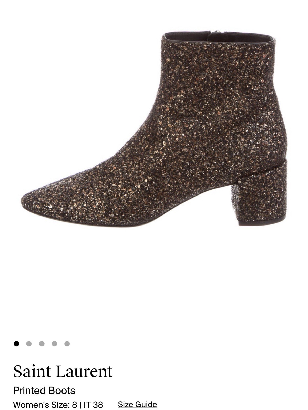 Stivaletti donna Saint Laurent oro nero glitter. Taglia 38. Nuovo senza etichette Suola protettiva