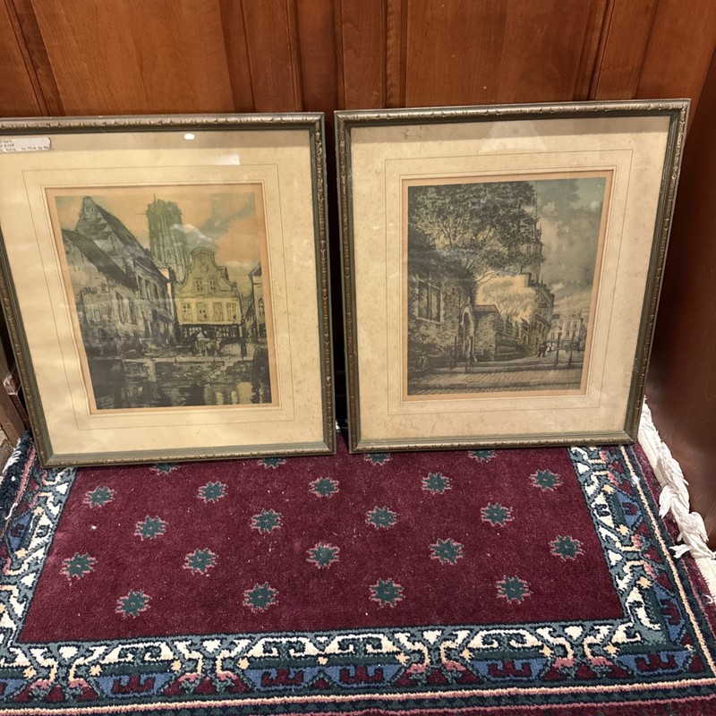 2 Vintage 1940’s Lithographs Belgium & France