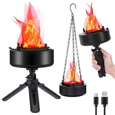 3D Fake Fire USB Rechargeable Fake Campfire, Portable Fake Fire Light Fake Fl...