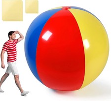 Giant 10.5ft Inflatable Rainbow Beach Ball - Jumbo Pool Toy for Water Games Pa