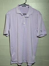 Turtleson Tour Performance Golf Polo Shirt Men  s M Purple Stripe Athletic Fit