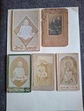 Foto Antiche Fine 800 Primi 900 Cartonate Formati  Vari Lotto Di 5 Soggetti Bimb